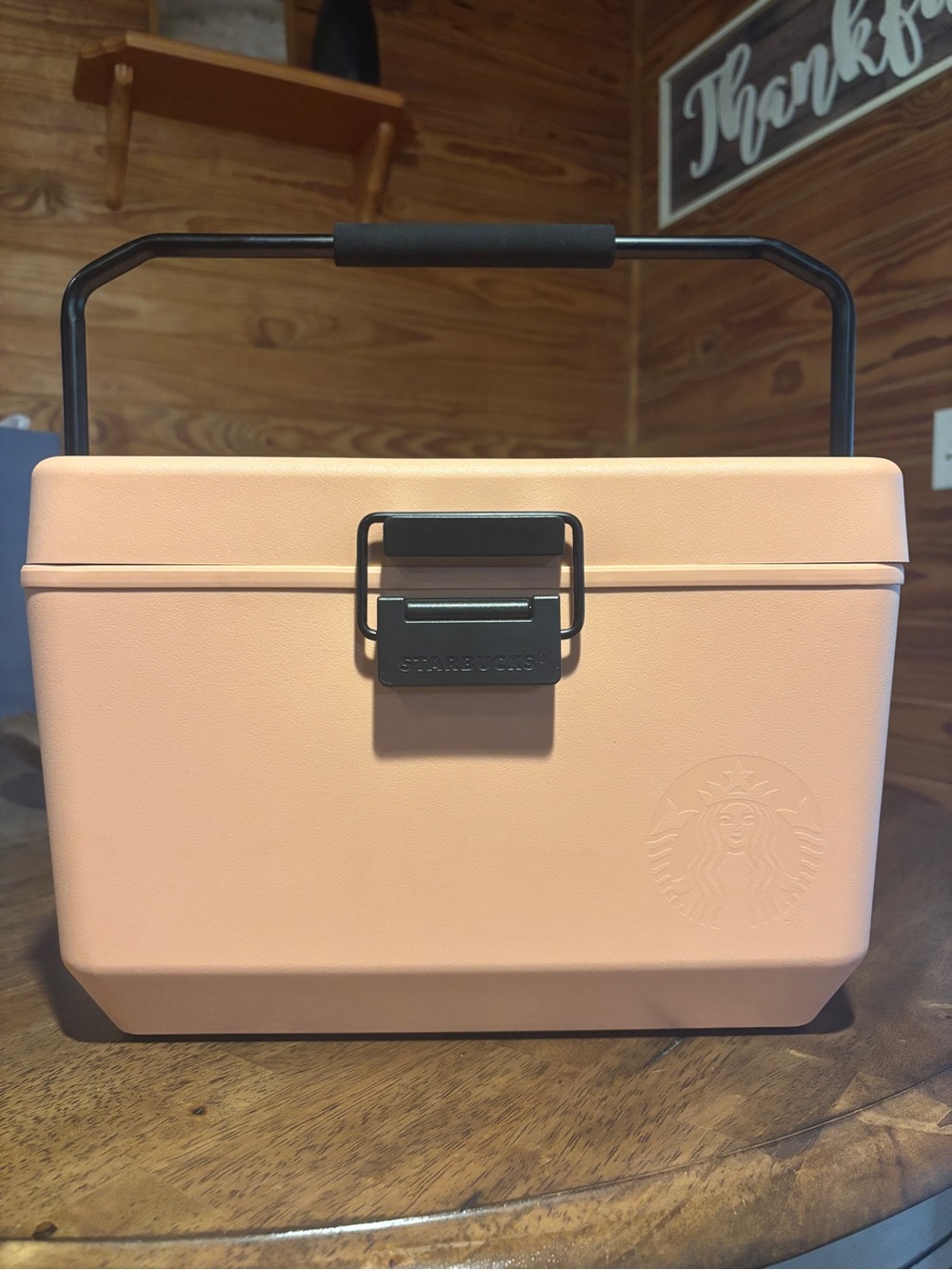 Starbucks Peach Pink Cooler Box with Black Accents